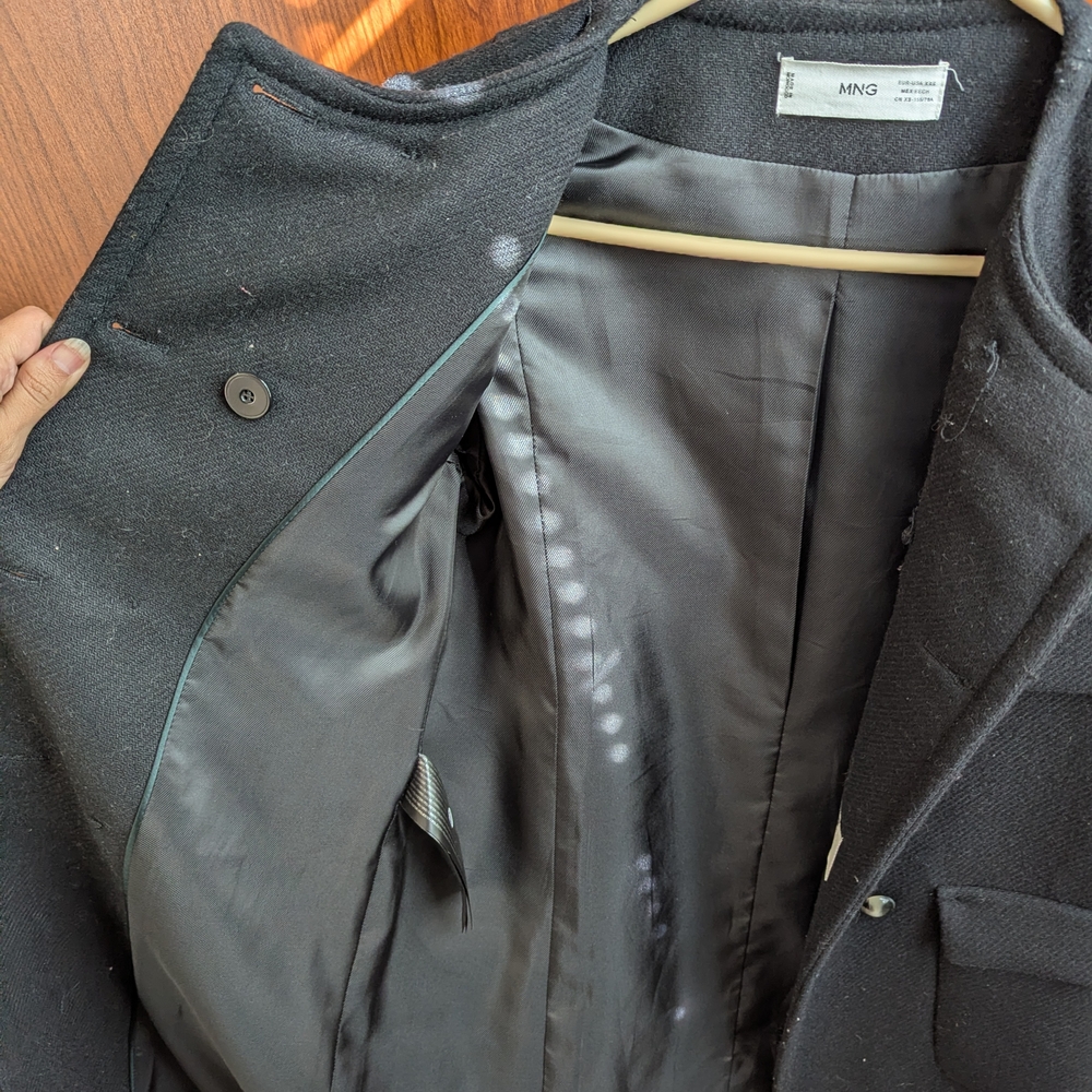 Mango Black Double-Breasted Coat View 4
